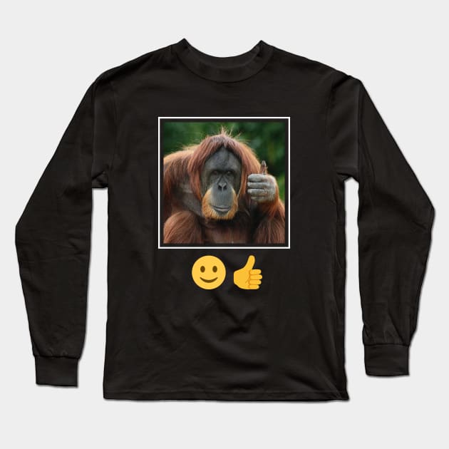 Orangutan Thumbs Up Emoji Long Sleeve T-Shirt by giovanniiiii